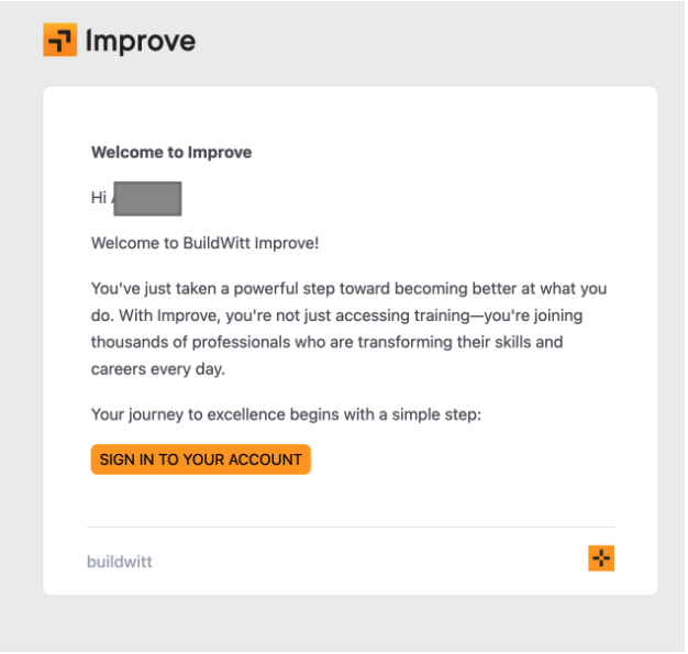 Signing in to BuildWitt Improve for the First Time